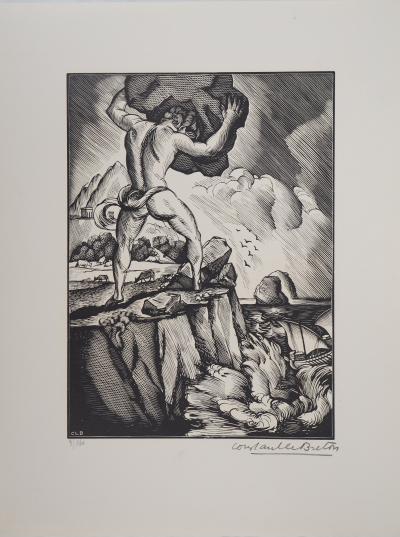 Constant LE BRETON : Polyphème - Bois gravé original signé, 1925 2