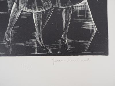 Jean LOMBARD : Sous la pluie - Bois gravé original signé, 1925 2