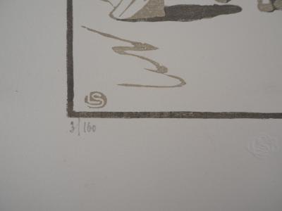 Léon SCHULZ : Camargue, Après la ferrade, 1925 - Bois gravé original signé 2