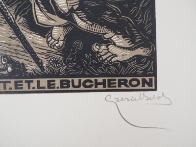 Gabriel BELOT : La Mort et le Bucheron - Bois gravé original signé, 1925 2