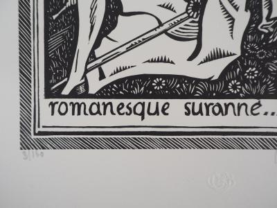 Maximilien VOX : Romanesque suranné - Bois gravé original signé, 1925 2
