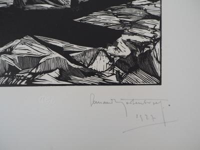 Fernand HERTENBERGER : Eternel Calvaire - Bois gravé original signé, 1927 2