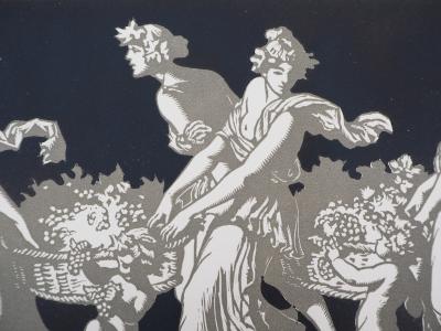 Maurice De LAMBERT : Hommage à Bacchus, les vendanges, 1927 - Bois gravé original signé 2