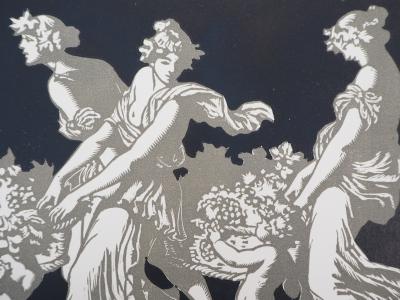 Maurice De LAMBERT : Hommage à Bacchus, les vendanges, 1927 - Bois gravé original signé 2