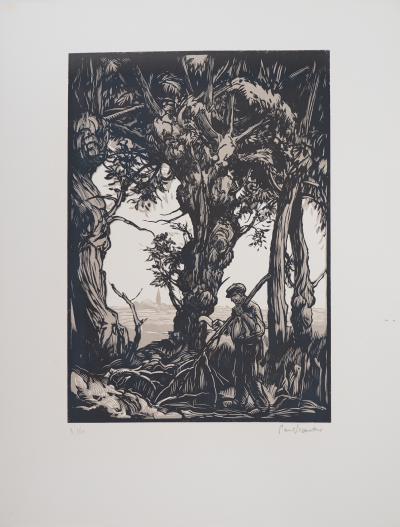 Paul BAUDIER : Vieux Bois - Bois gravé original signé, 1927 2