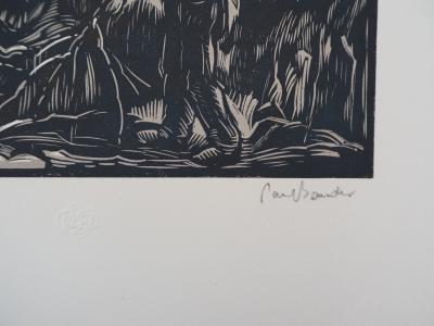 Paul BAUDIER : Vieux Bois - Bois gravé original signé, 1927 2