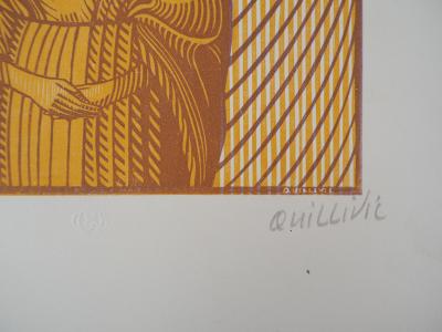 René QUILLIVIC - La Fiancée du Pêcheur d’Islande, 1927 - Bois gravé original signé 2