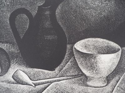 Demetrios GALANIS : Nature morte au pichet, 1926 - Bois gravé original signé 2