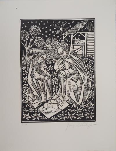 Jean LEBEDEFF : Nativité - Bois gravé original signé, 1926 2