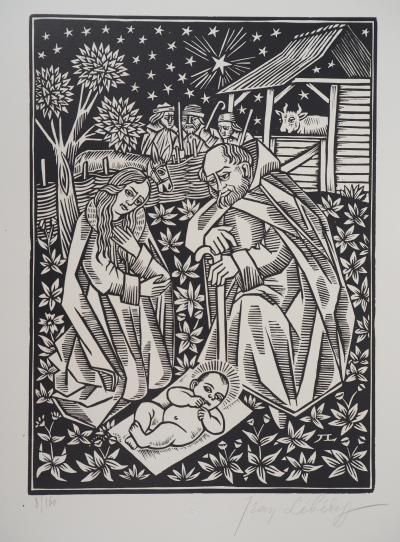 Jean LEBEDEFF : Nativité - Bois gravé original signé, 1926 2