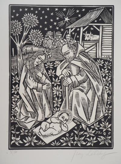 Jean LEBEDEFF : Nativité - Bois gravé original signé, 1926 2