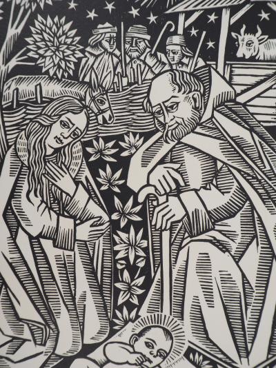 Jean LEBEDEFF : Nativité - Bois gravé original signé, 1926 2