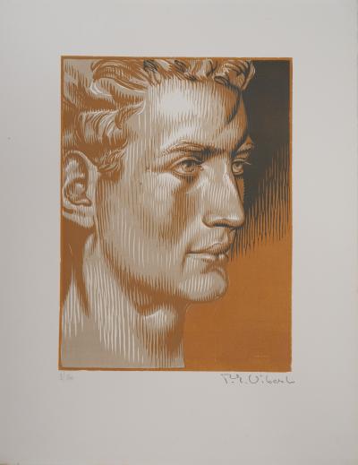 Pierre Eugène VIBERT : Portrait de Jean-Paul - Bois gravé original signé, 1926 2