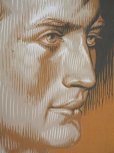 Pierre Eugène VIBERT : Portrait de Jean-Paul - Bois gravé original signé, 1926 2