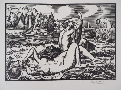 Paul VERA : Les baigneuses - 1928 - Bois gravé original signé 2