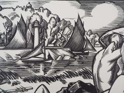 Paul VERA : Les baigneuses - 1928 - Bois gravé original signé 2