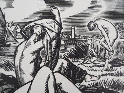 Paul VERA : Les baigneuses - 1928 - Bois gravé original signé 2