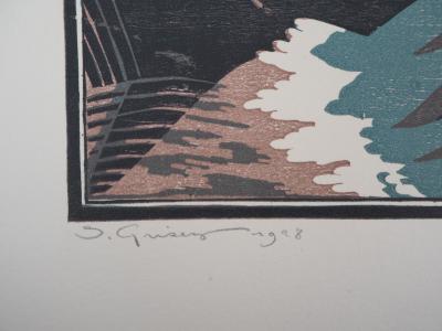 Sophie GRISEZ : Paysage breton - 1928 - Bois gravé original signé 2