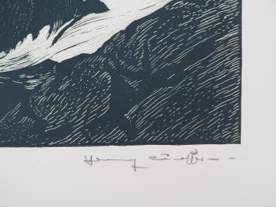 Henry CHEFFER : Finistère : Marée montante - 1928 - Bois gravé original signé 2