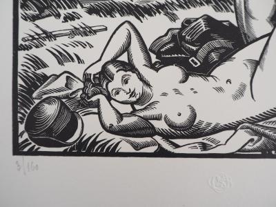Paul VERA : Les baigneuses - 1928 - Bois gravé original signé 2