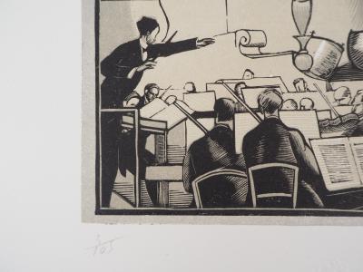 Fernand SIMEON : Le concert - 1920 - Bois gravé original signé 2