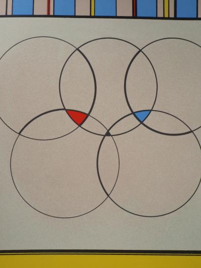 Carmelo ARDEN QUIN: Composition aux anneaux olympiques - 1992 - Lithographie originale signée 2