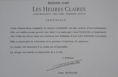 Henri LEMARIE : Scène médiévale - Gravure originale signée 2