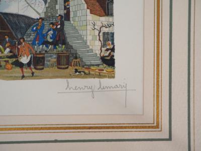 Henri LEMARIE : La fête du village - Gravure originale signée 2