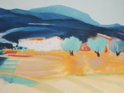 Claude HEMERET : Paysage méditerranéen - Lithographie originale signée 2
