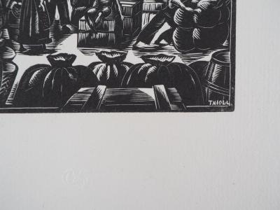Raymond THIOLLIERE  - Les matelots - 1929 - Bois gravé original signé 2