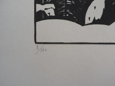Philippe BURNOT : La neige - 1929 - Bois gravé original signé 2