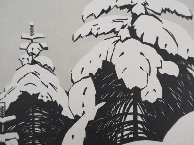 Philippe BURNOT : La neige - 1929 - Bois gravé original signé 2