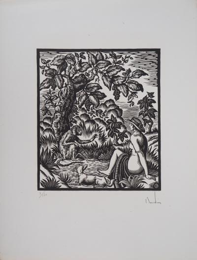 George BAUDIN : ELéonore - 1929 - Bois gravé original signé 2