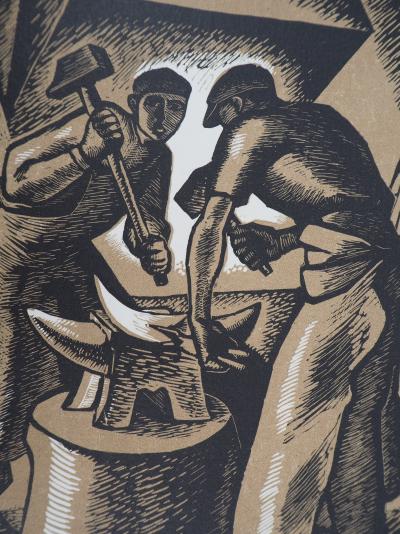 Angélina BELOFF: Le Forgeron - 1929 - Xilografía original firmada 2