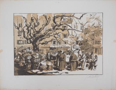 Germaine de COSTER - Strasbourg, Place du Marché - 1929 - Bois gravé original signé 2