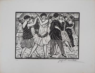 Gaspard-MAILLOL : Les danseurs du Quatier-Latin - 1929 - Bois gravé original signé 2