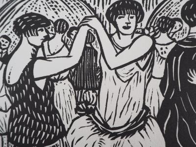 Gaspard-MAILLOL : Les danseurs du Quatier-Latin - 1929 - Bois gravé original signé 2