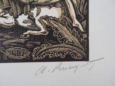 Auguste ROUQUET : L’enlèvement d’Europe - 1929 - Bois gravé original signé 2
