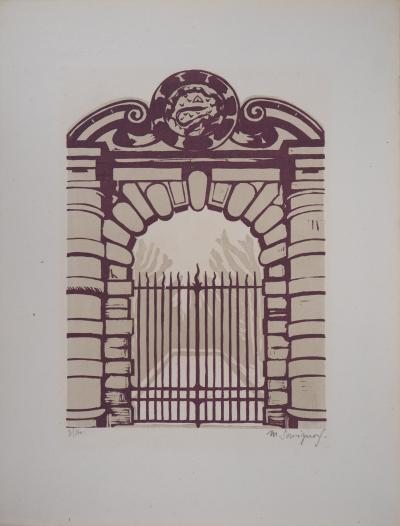 Maurice SAVIGNON - Une porte Francois 1er à Fontainebleau - 1929 - Bois gravé original signé 2