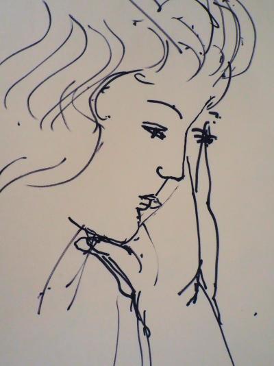 Max PAPART : Femme lisant un livre, 1956 - Dessin original signé 2