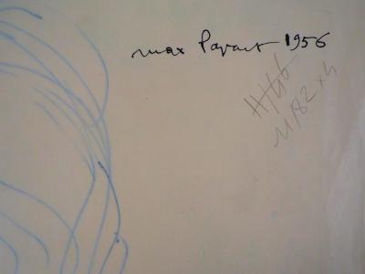 Max PAPART : Femme lisant un livre, 1956 - Dessin original signé 2