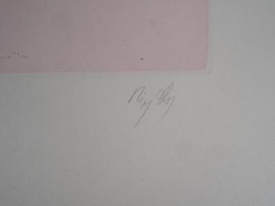 Regis DHO: Chat rose  - Gravure sur cuivre signée 2