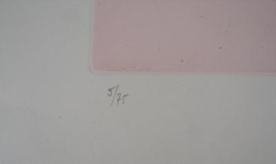 Regis DHO: Chat rose  - Gravure sur cuivre signée 2