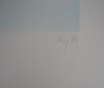 Regis DHO: Chat bleuté - Gravure originale signée 2