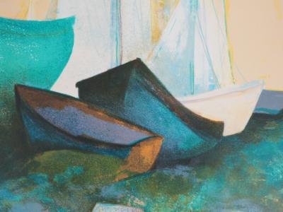 Claude GAVEAU - Bateaux échoués - Lithographie originale signée 2