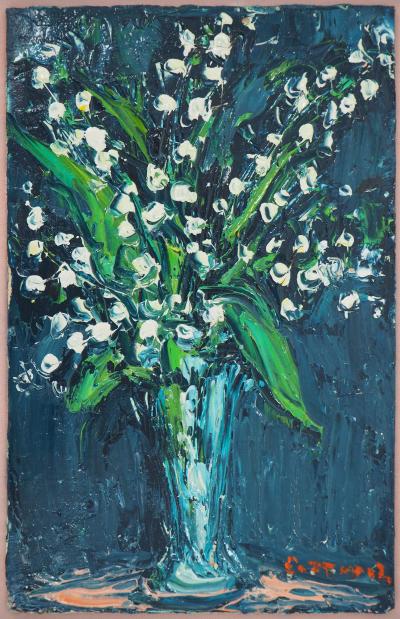 André COTTAVOZ : Le Muguet du 1er Mai - Huile sur panneau Signée 2