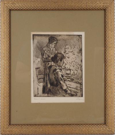 Maximilien LUCE : Piano Bar - c. 1920 - Gravure originale Signée 2