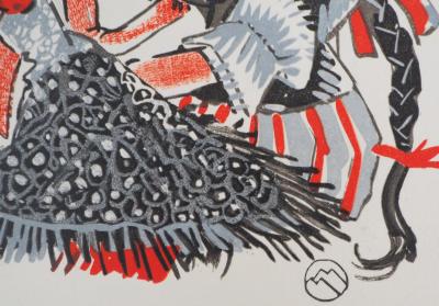 Mathurin MEHEUT : Trois Bretonnes, 1932 - Bois gravé signé 2