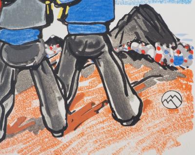 Mathurin MEHEUT : Joueurs de Biniou, le départ, 1932 - Bois gravé signé 2