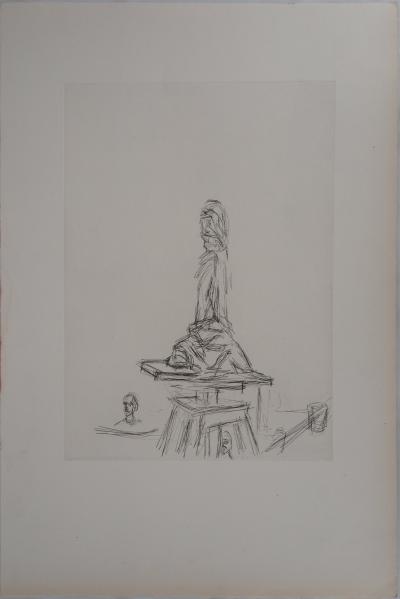 Alberto GIACOMETTI : Atelier à la sellette, 1964 - Original engraving 2